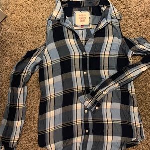 Plaid Cold Shoulder Shirt